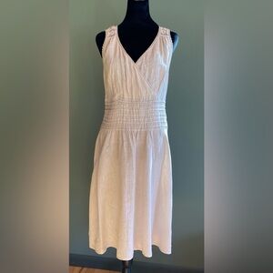 S&F Pale Pink Linen Embroidered Wrap Dress